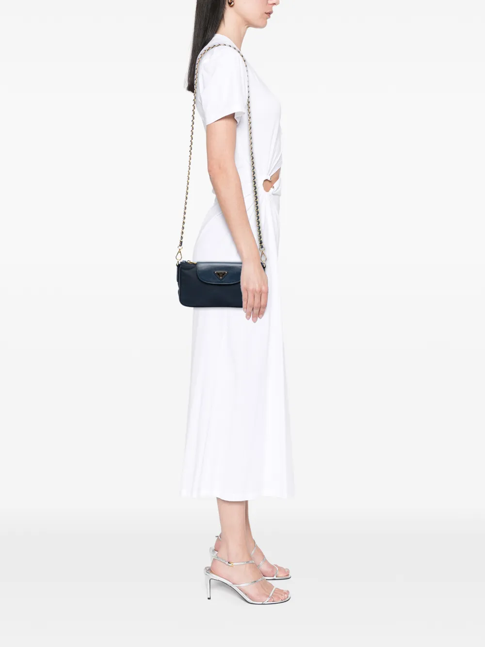 2000-2013 Saffiano Trimmed Tessuto Chain Crossbody Bag
