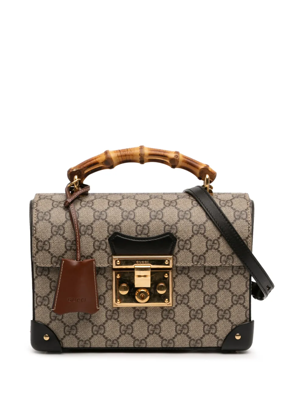 Gucci Pre-Owned 2016-2025 GG Supreme Bamboo Padlock satchel - Marrone