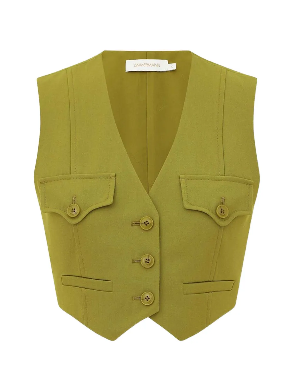 ZIMMERMANN - button-fastening multi-pocket waistcoat - dames - Polyester/wol/Viscose/zijde - 0 - Groen