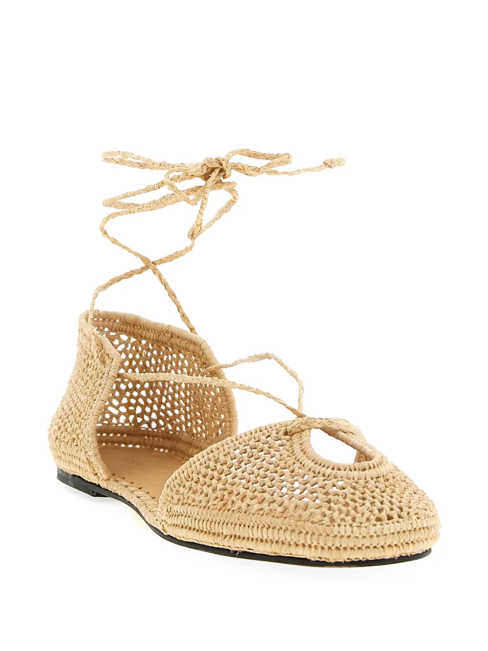 ODISSI Lima raffia ballerina's Beige