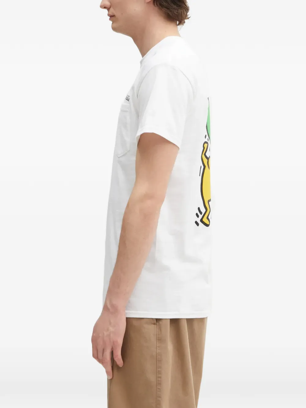 WACKO MARIA x Keith Haring bomberjack met grafische print en zak Wit