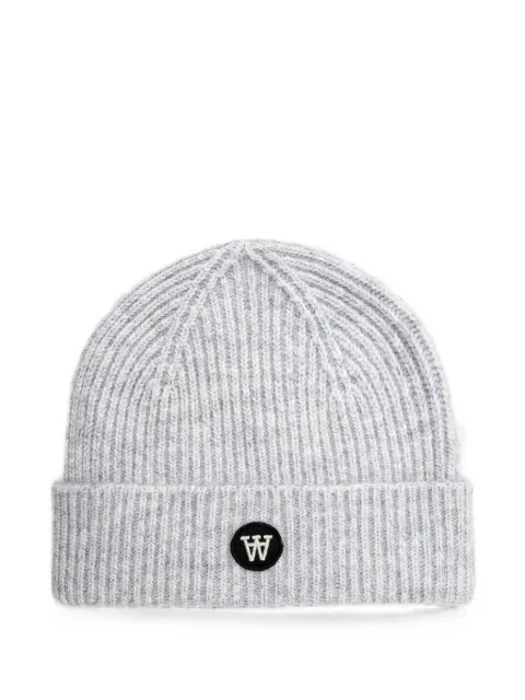 Wood Wood ribbed-knit logo-patch beanie hat