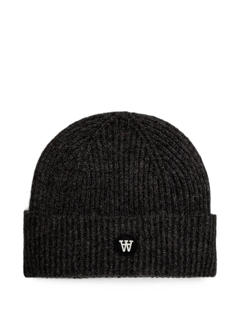Wood Wood ribbed-knit logo-patch beanie hat - Grigio