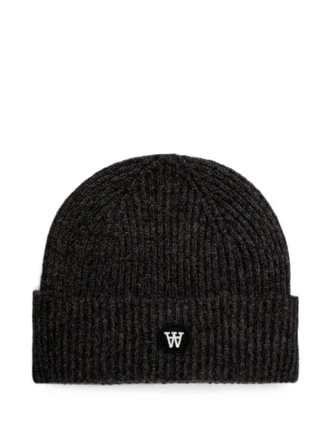 Wood Wood ribbed-knit logo-patch beanie hat