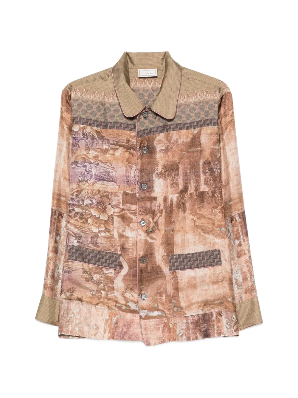 Pierre-Louis Mascia graphic-print button-up silk shirt - Neutrals