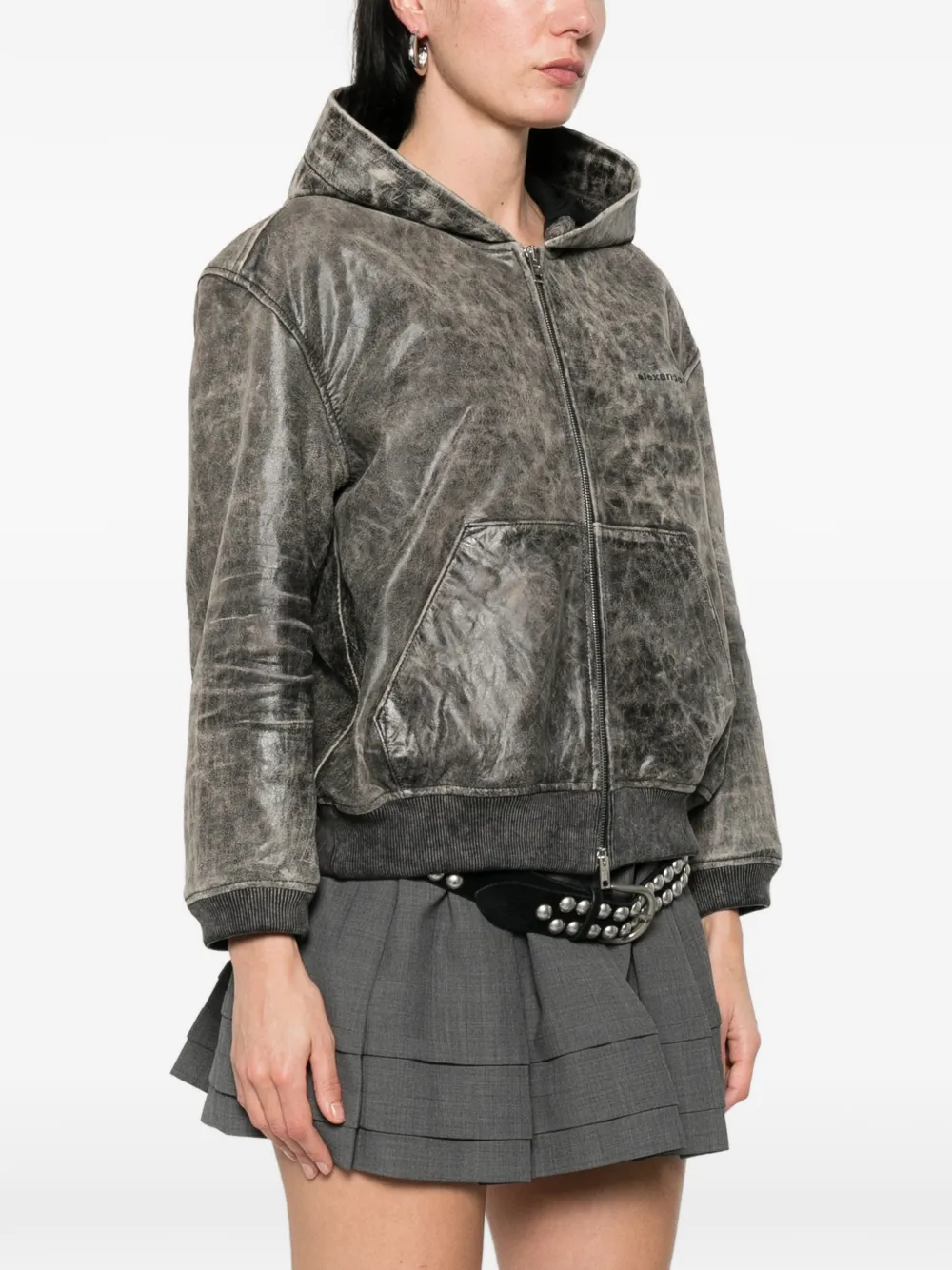  Alexander Wang Hooded Zip-up Jacket - Grey 