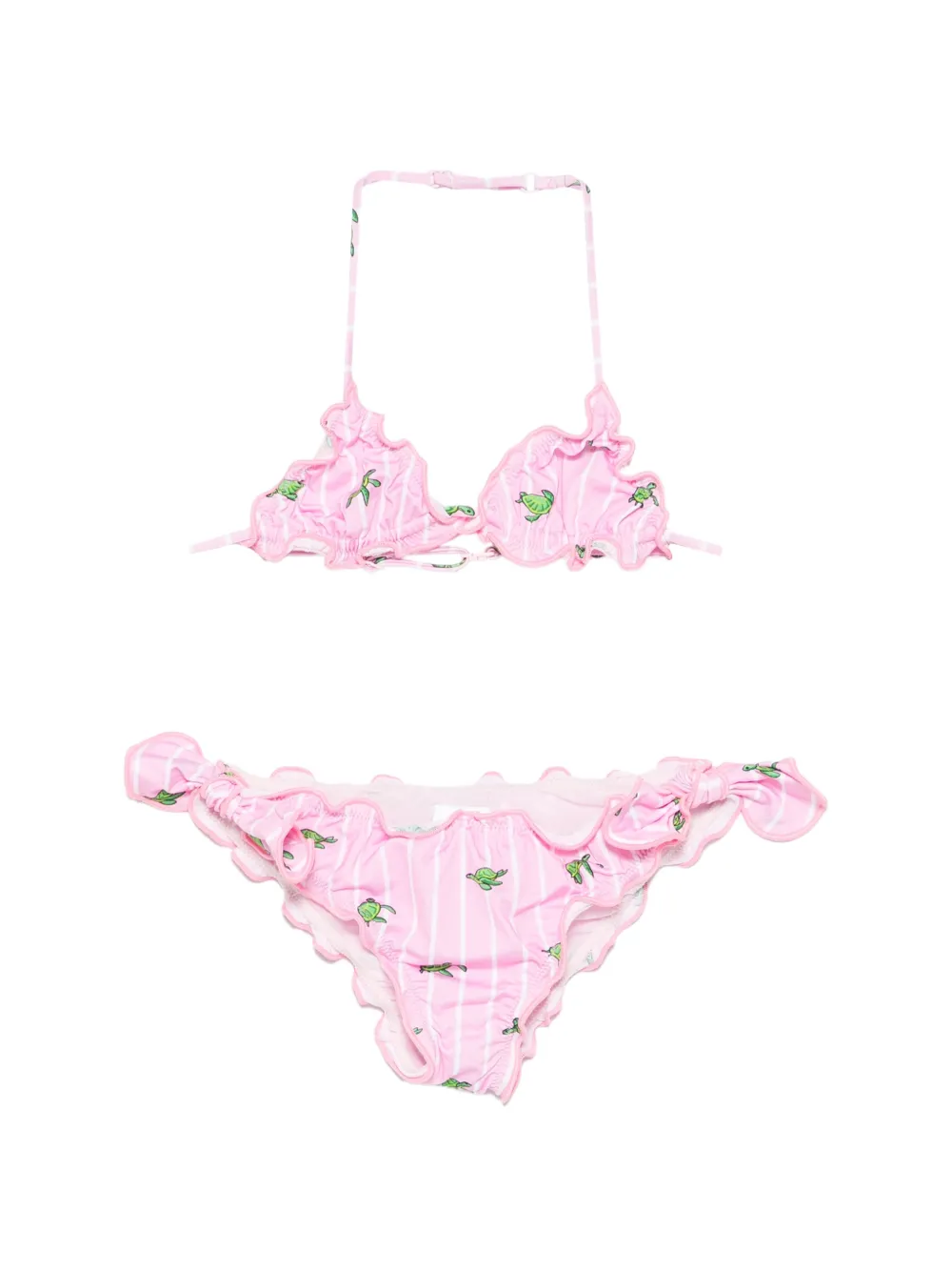 MC2 Saint Barth Kids Cris striped ruffled bikini - Rosa