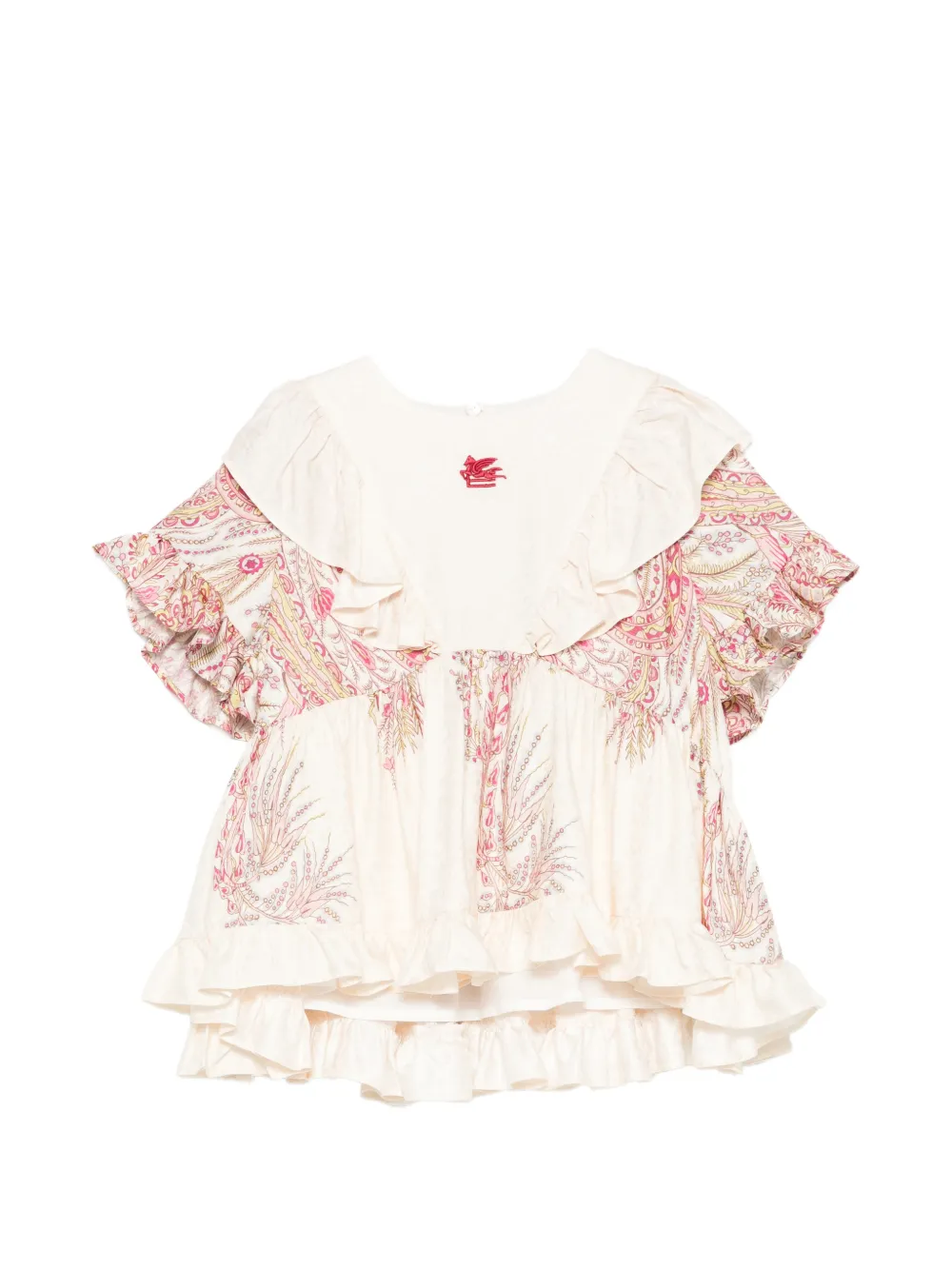 ETRO KIDS ruffled paisley-print blouse - Toni neutri
