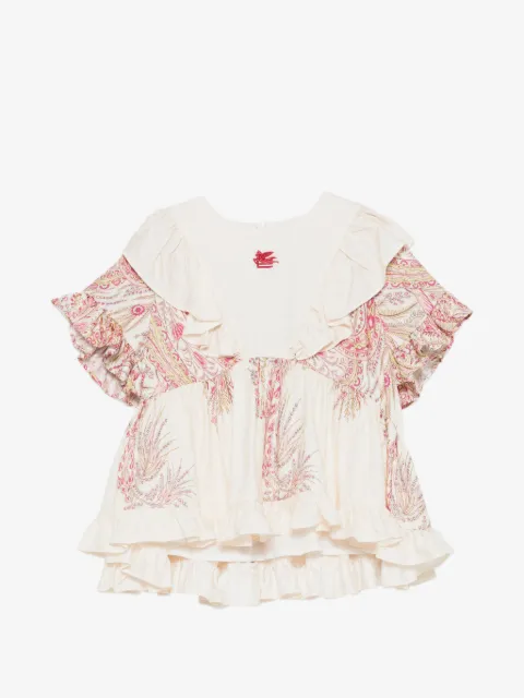 ETRO KIDS blusa con volantes y estampado de cachemira