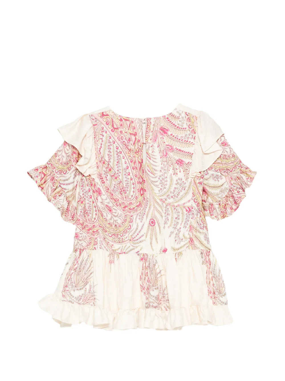 ETRO KIDS Shirt met paisley-print en ruches Beige