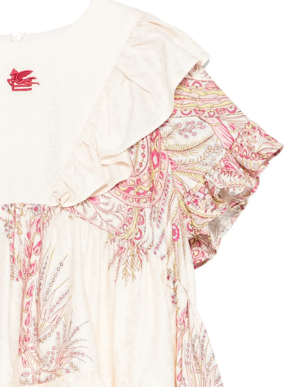 ETRO KIDS Shirt met paisley-print en ruches Beige