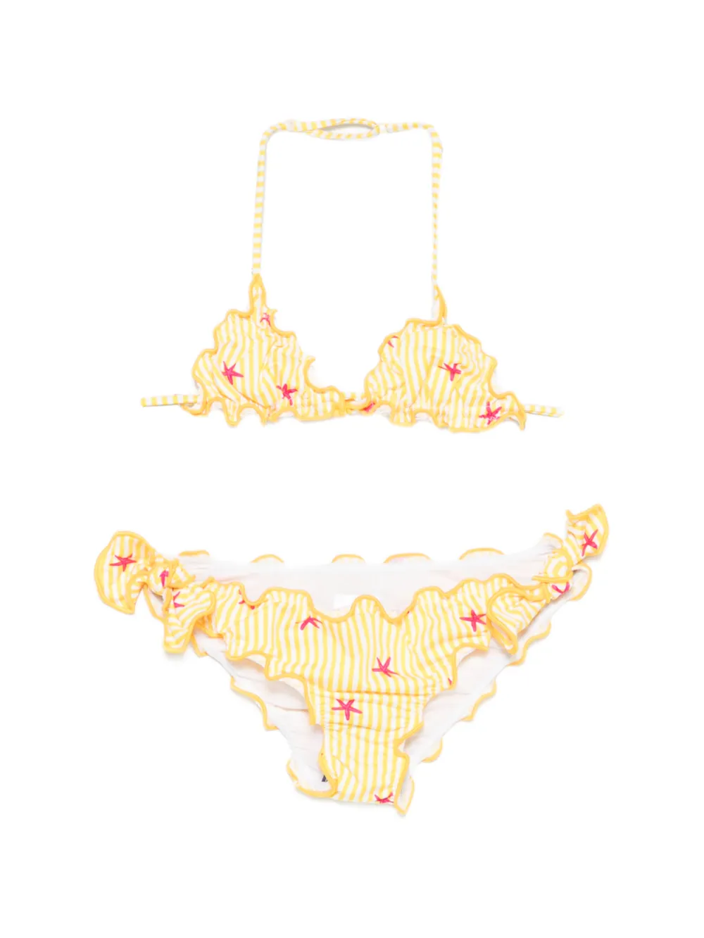 MC2 Saint Barth Kids Cris striped ruffled bikini - Giallo