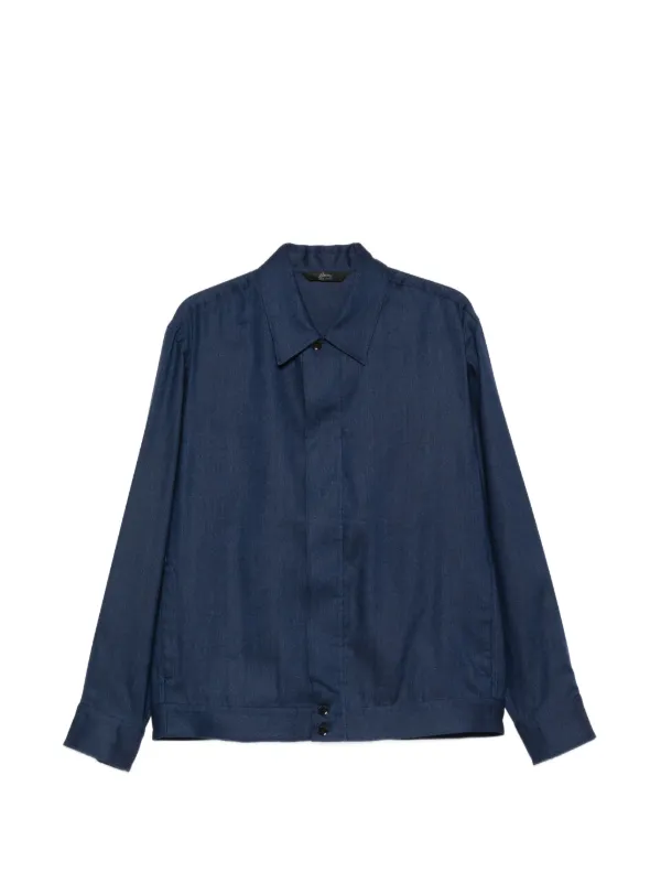 Brioni Zipped Shirt Jacket | Blue | FARFETCH JO