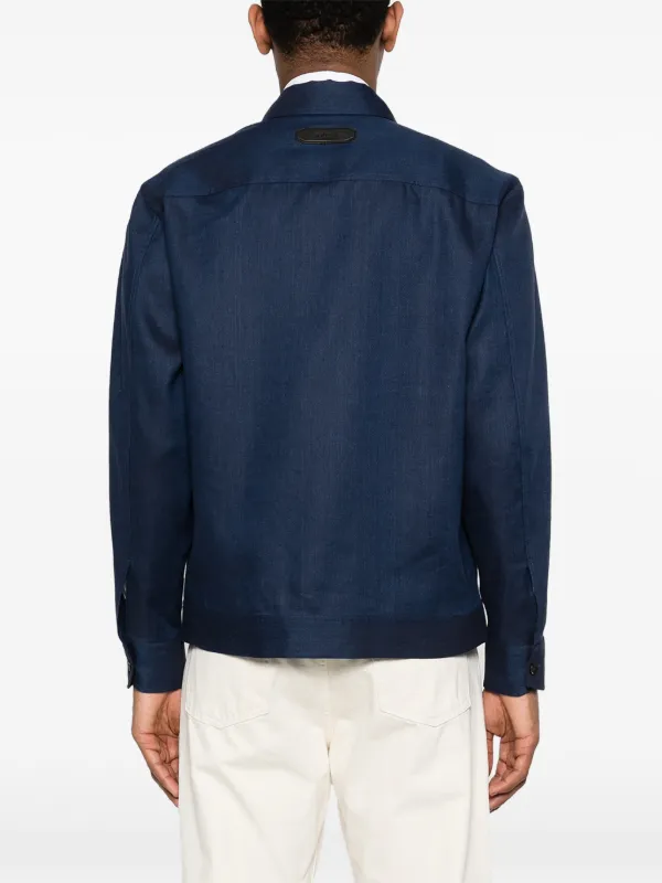 Brioni Zipped Shirt Jacket | Blue | FARFETCH JO