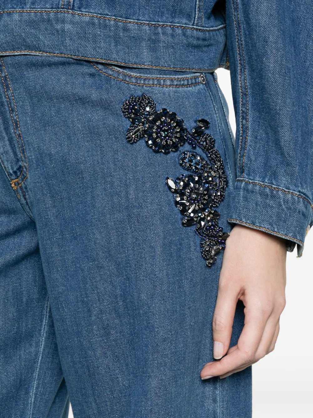 ERMANNO FIRENZE Jeans verfraaid met kristallen Blauw