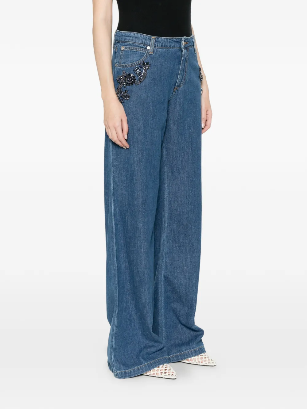 ERMANNO FIRENZE Jeans verfraaid met kristallen Blauw