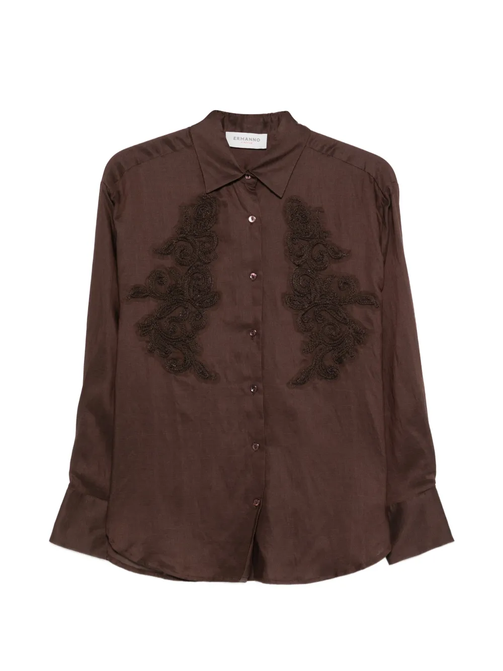 ERMANNO FIRENZE long-sleeve embellished shirt - Brown