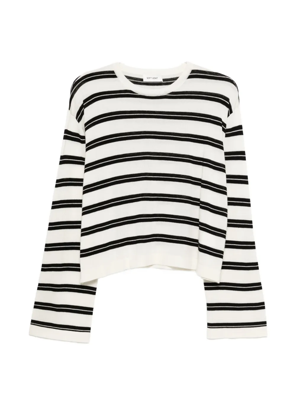 Soft Goat striped long-sleeve sweater - Bianco