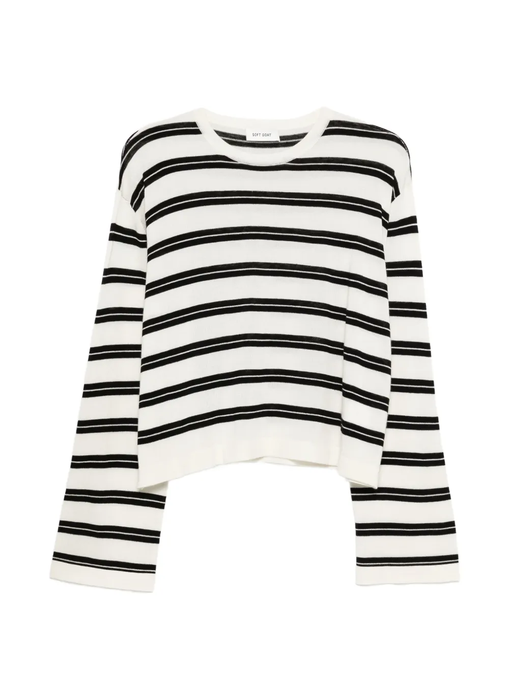 Soft Goat striped long-sleeve sweater - Bianco