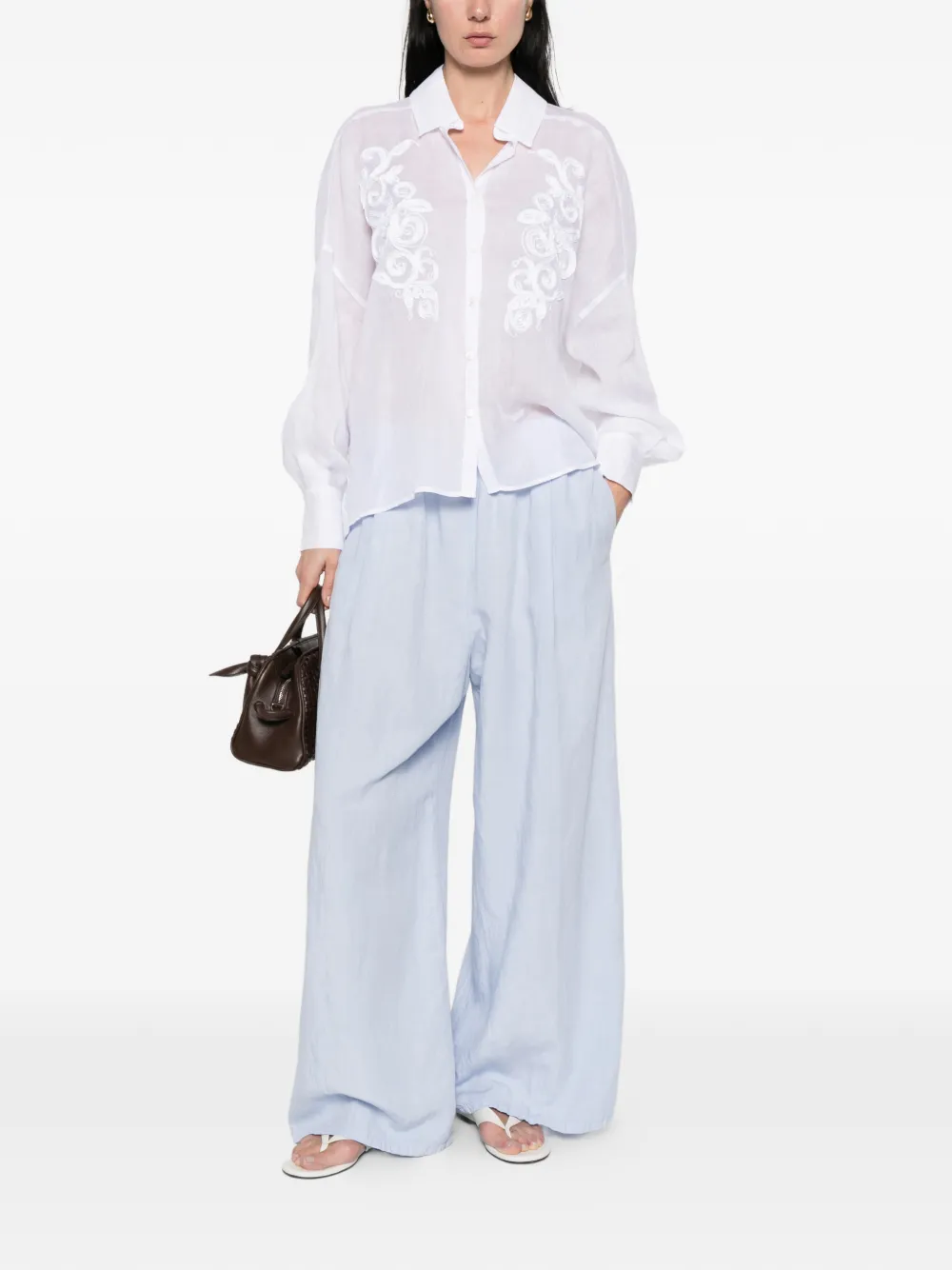  Ermanno Firenze Foral-embroidered Shirt - White 