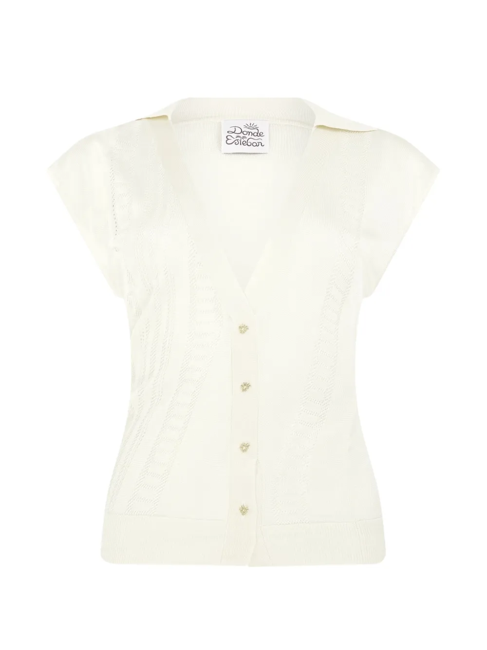 Donde Esteban Guayabera pointelle-knit shirt - Nude