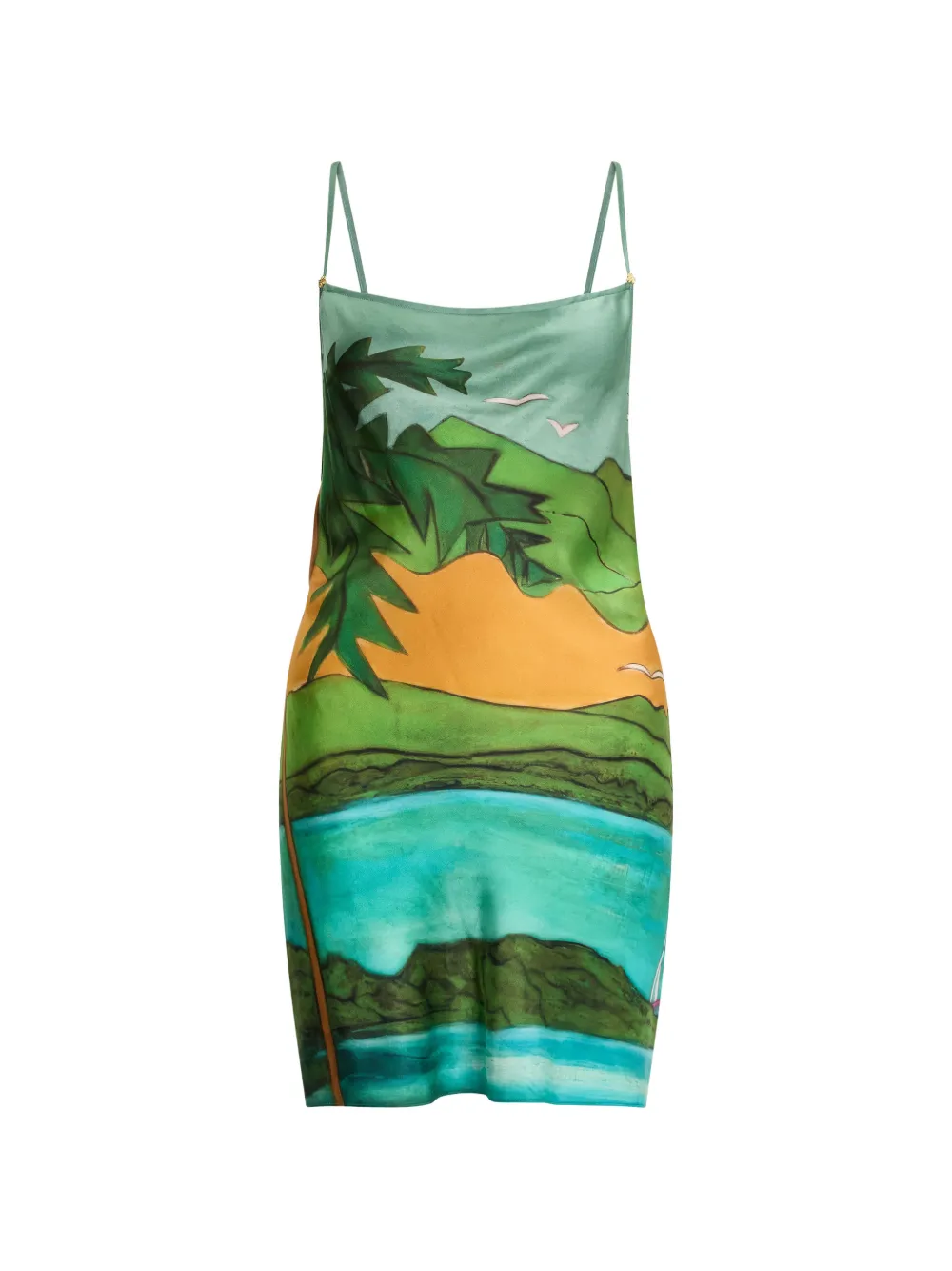 Donde Esteban Magdalena-print Silk Mini Dress In Green