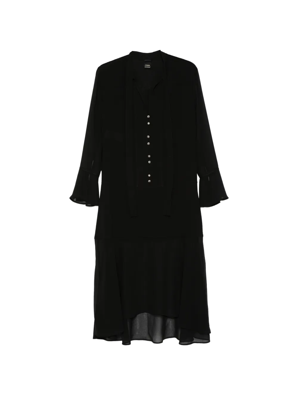 PINKO Georgette button front tie dress - Nero