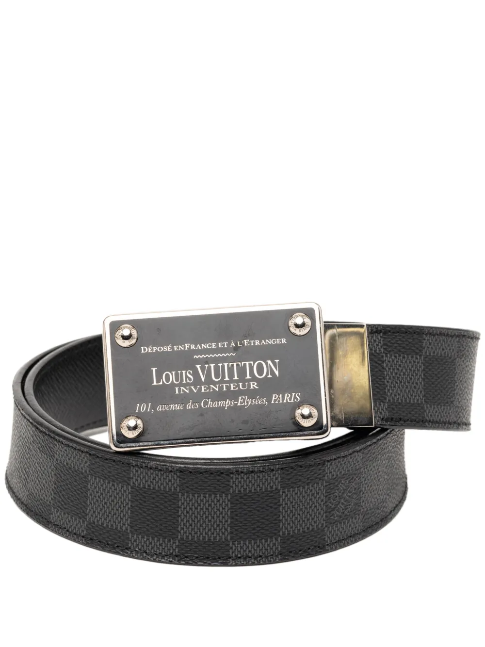 Louis Vuitton Pre-Owned 2009 Damier Graphite Ceinture Inventeur belt - Nero