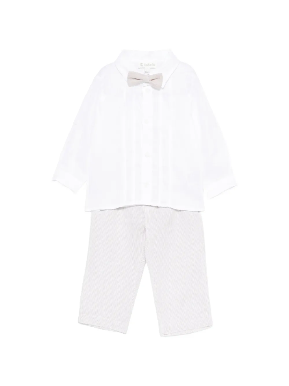 LALALU bow-tie trousers set - Bianco
