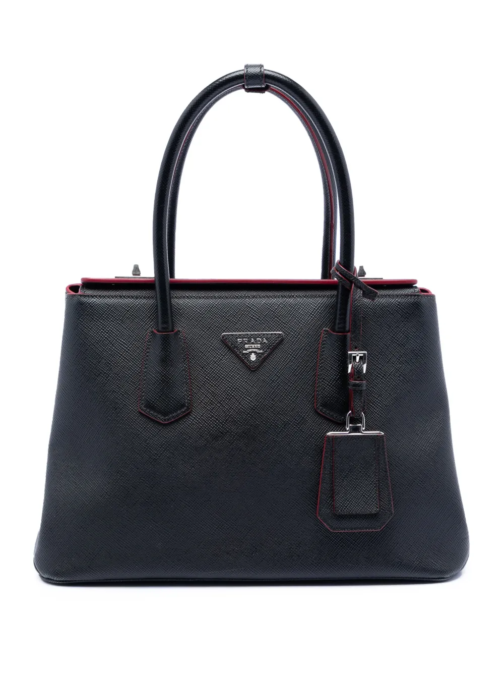 Prada Pre-Owned 2010-2026 Saffiano Cuir Turnlock Twin satchel - Black