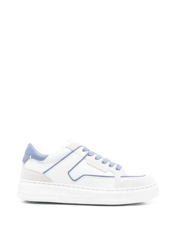Emporio Armani レースアップ レザースニーカー | ブルー | FARFETCH JP