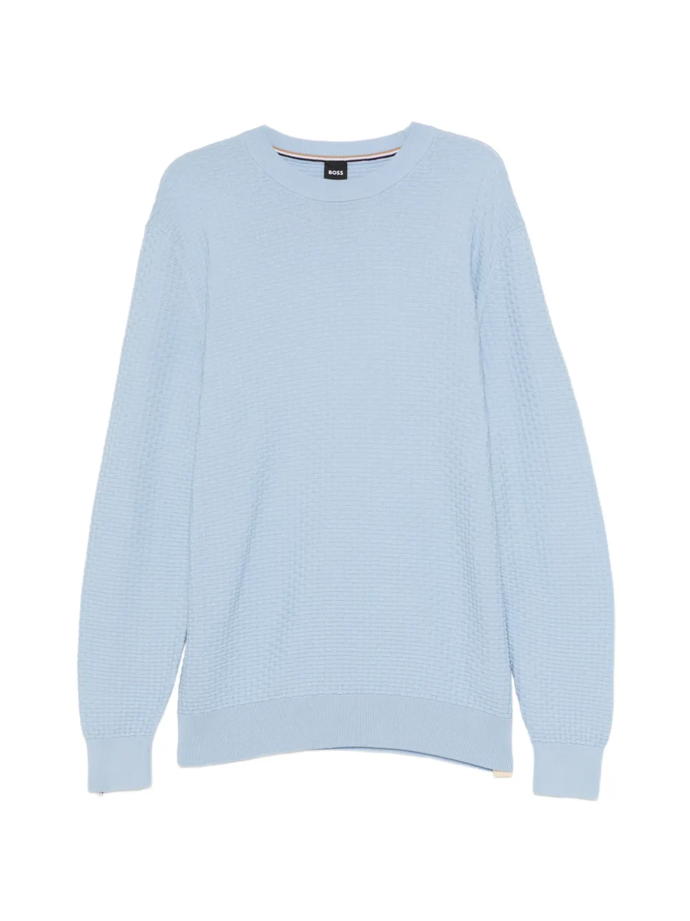 BOSS textured crew neck sweater - Blu