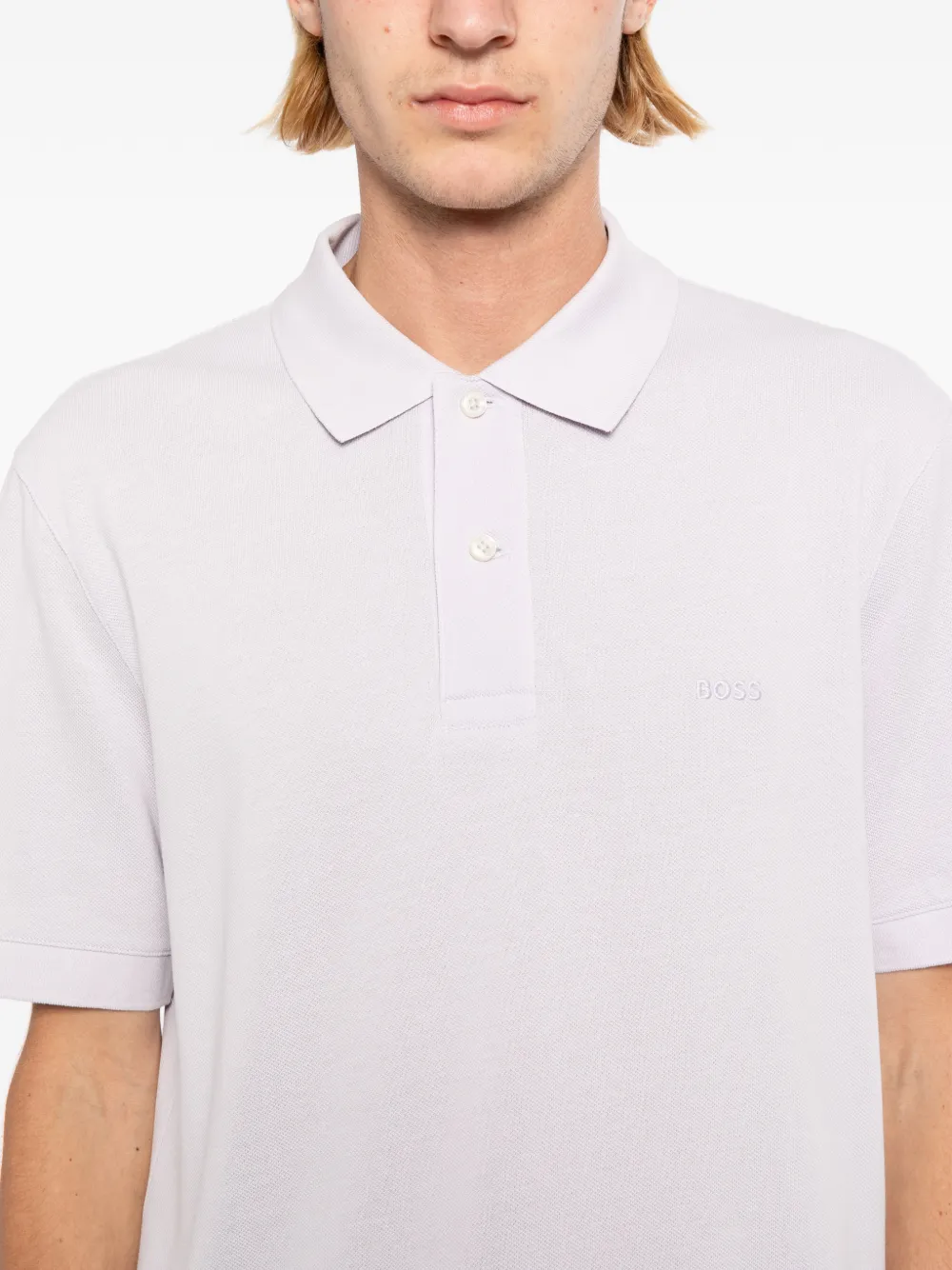 BOSS Pallas katoenen piqué poloshirt met geborduurd logo Paars