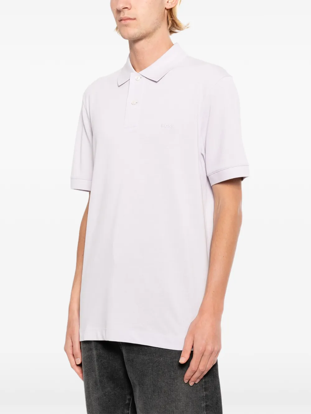 BOSS Pallas katoenen piqué poloshirt met geborduurd logo Paars