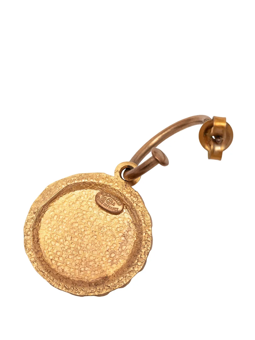  Chanel Pre-owned Boucles D'oreilles Fantaisie Rondes En Plaqué Et émail à Logo Avec Détail Festonné (1999) 