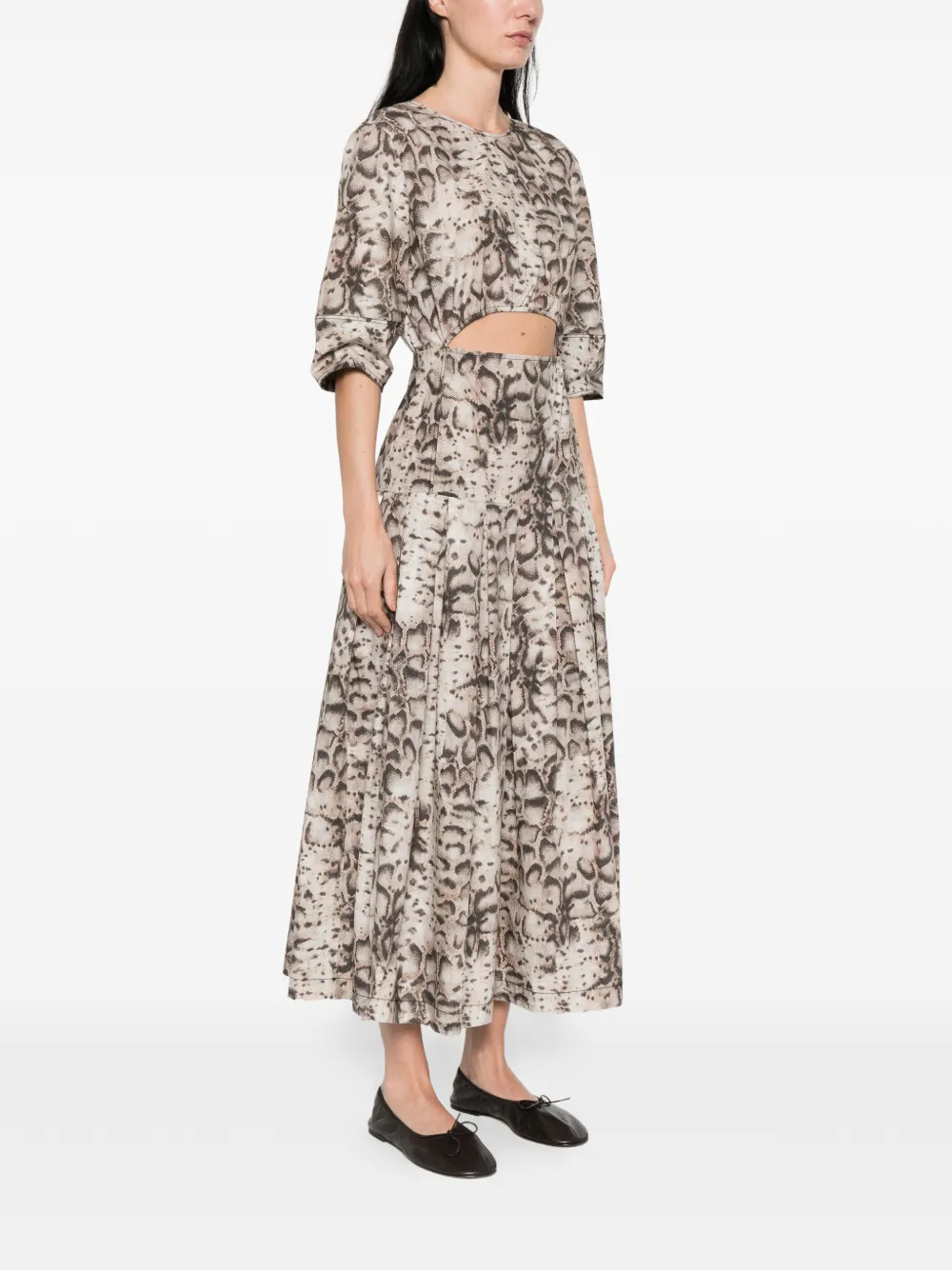 PINKO Midi-jurk met dierenprint en uitgesneden details Beige