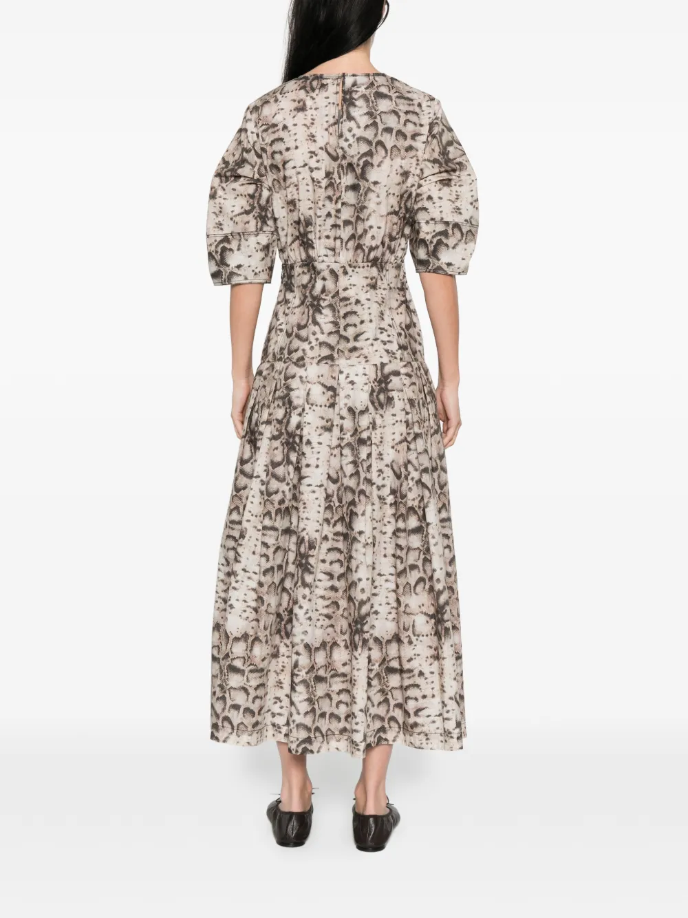PINKO Midi-jurk met dierenprint en uitgesneden details Beige