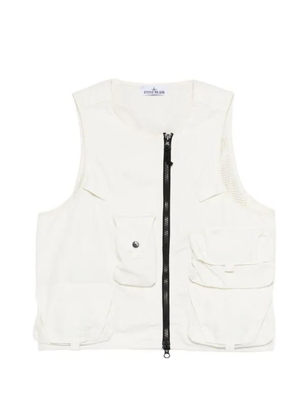 Stone Island G100006 Cotton Nylon Micro Ripstop Vest in Neutrals
