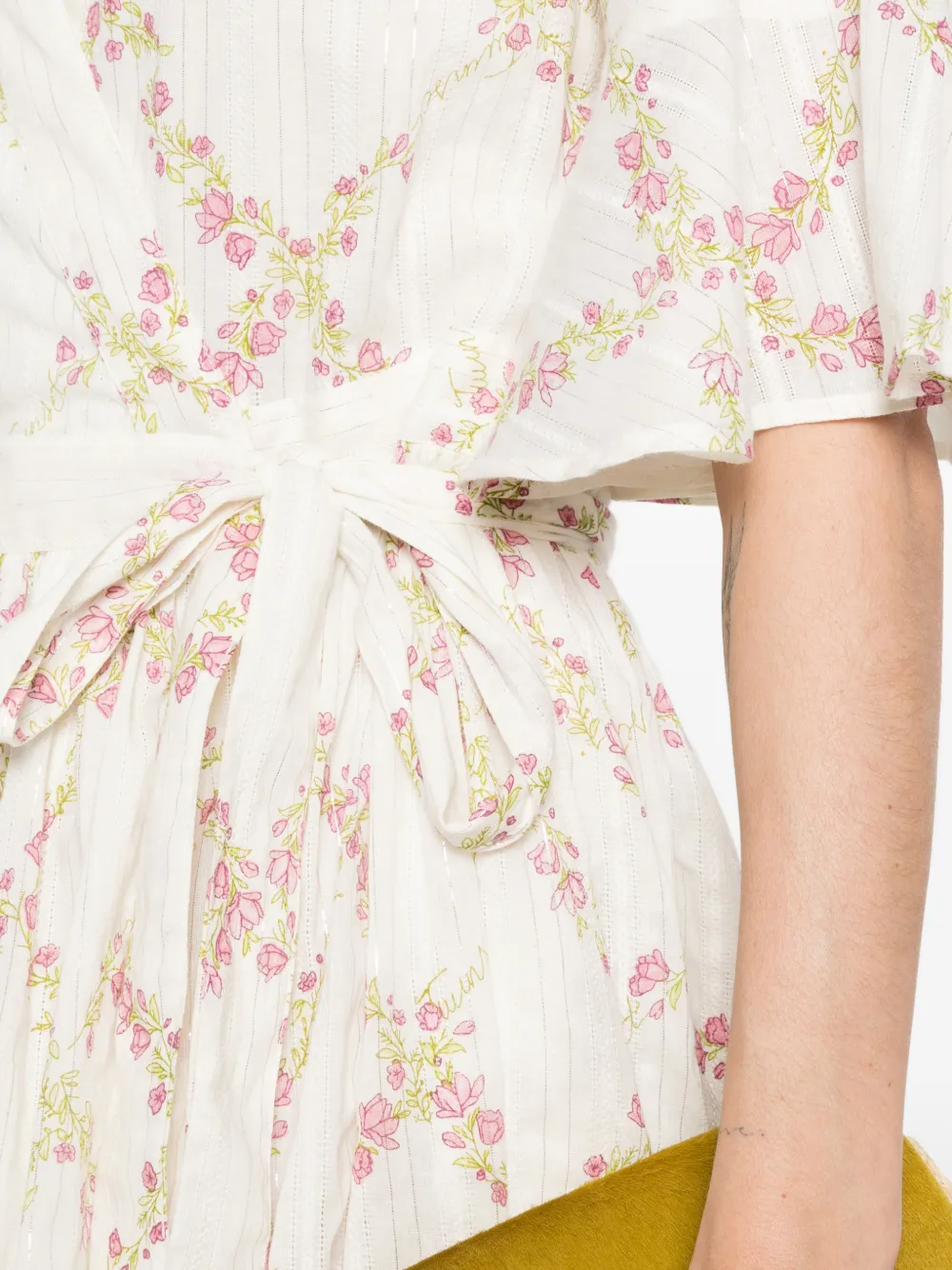 TWINSET Jurk met gestrikte taille en bloemenprint Wit