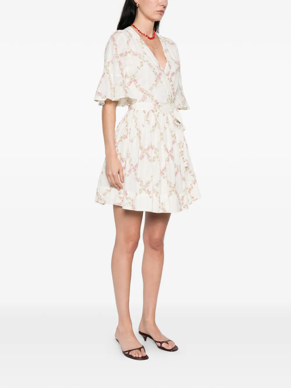 TWINSET Jurk met gestrikte taille en bloemenprint Wit