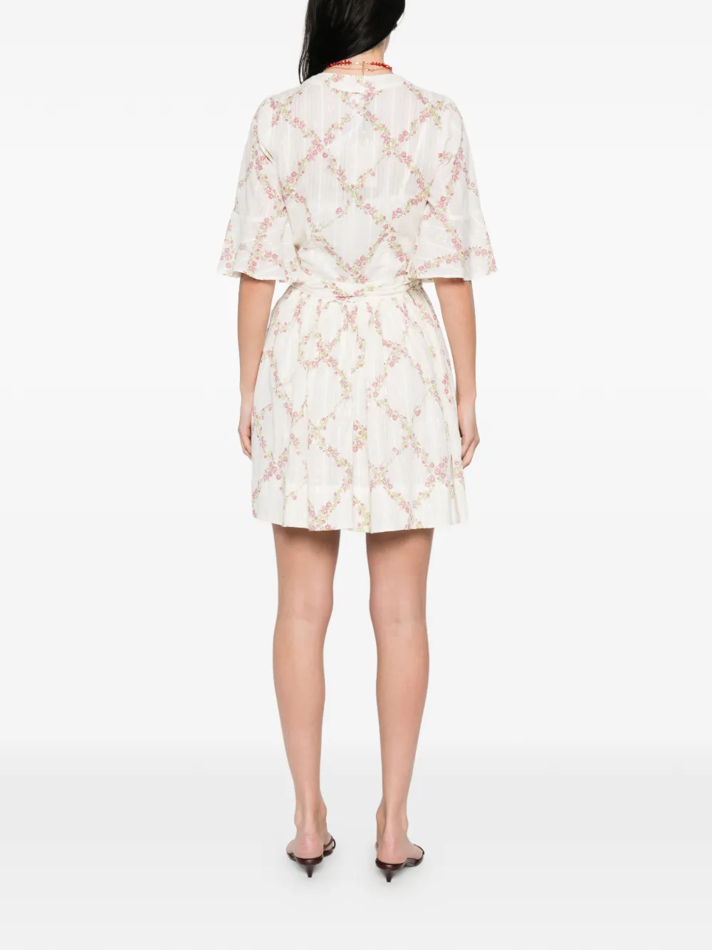 TWINSET Jurk met gestrikte taille en bloemenprint Wit