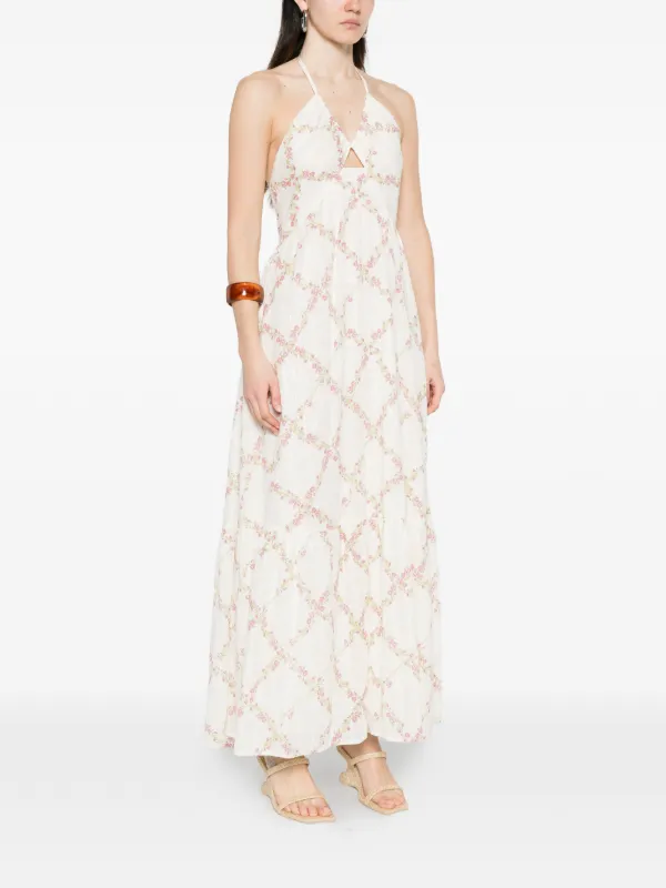 white floral print chiffon halterneck maxi dress Maxi Dress Day Dresses Pretty Little Thing Pretty Little Thing, White  Floral Print Chiffon Halterneck Maxi