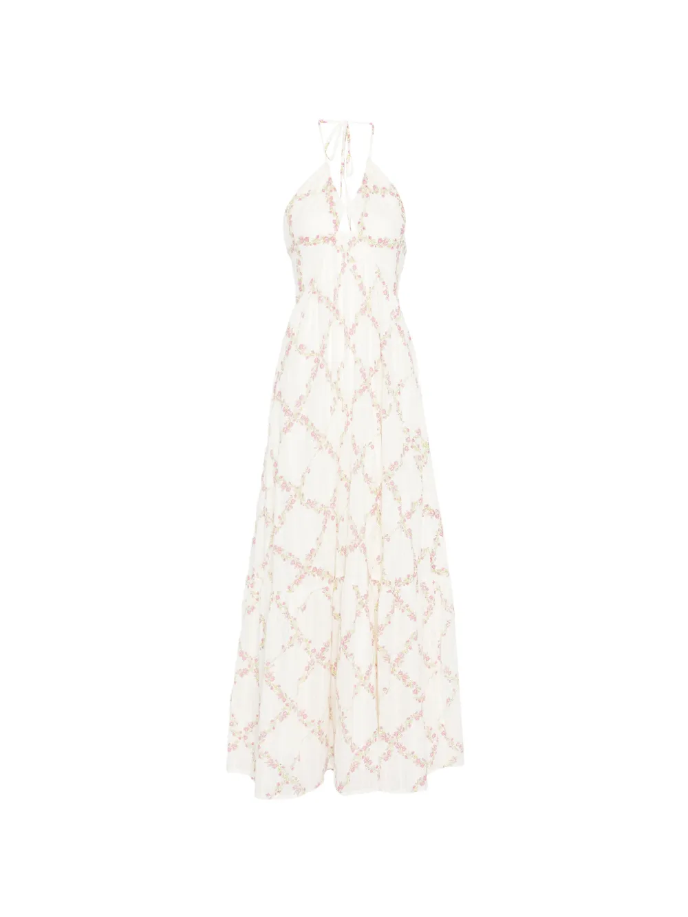 TWINSET floral halterneck maxi dress - Bianco