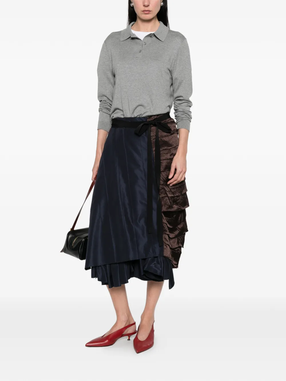 Prada faille patchwork midi skirt - Blu