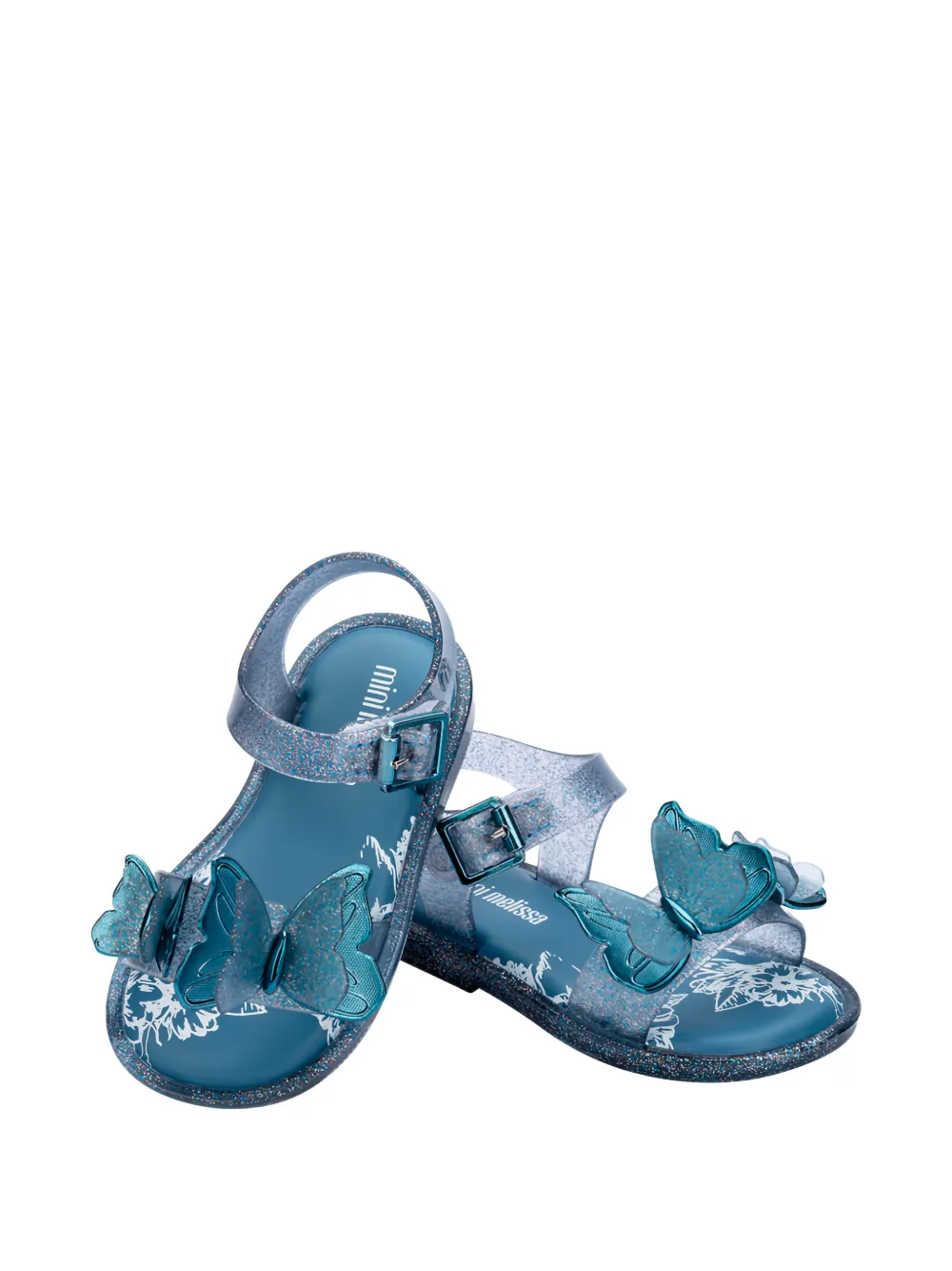 Mini Melissa Fly III sandalen met glitter Blauw