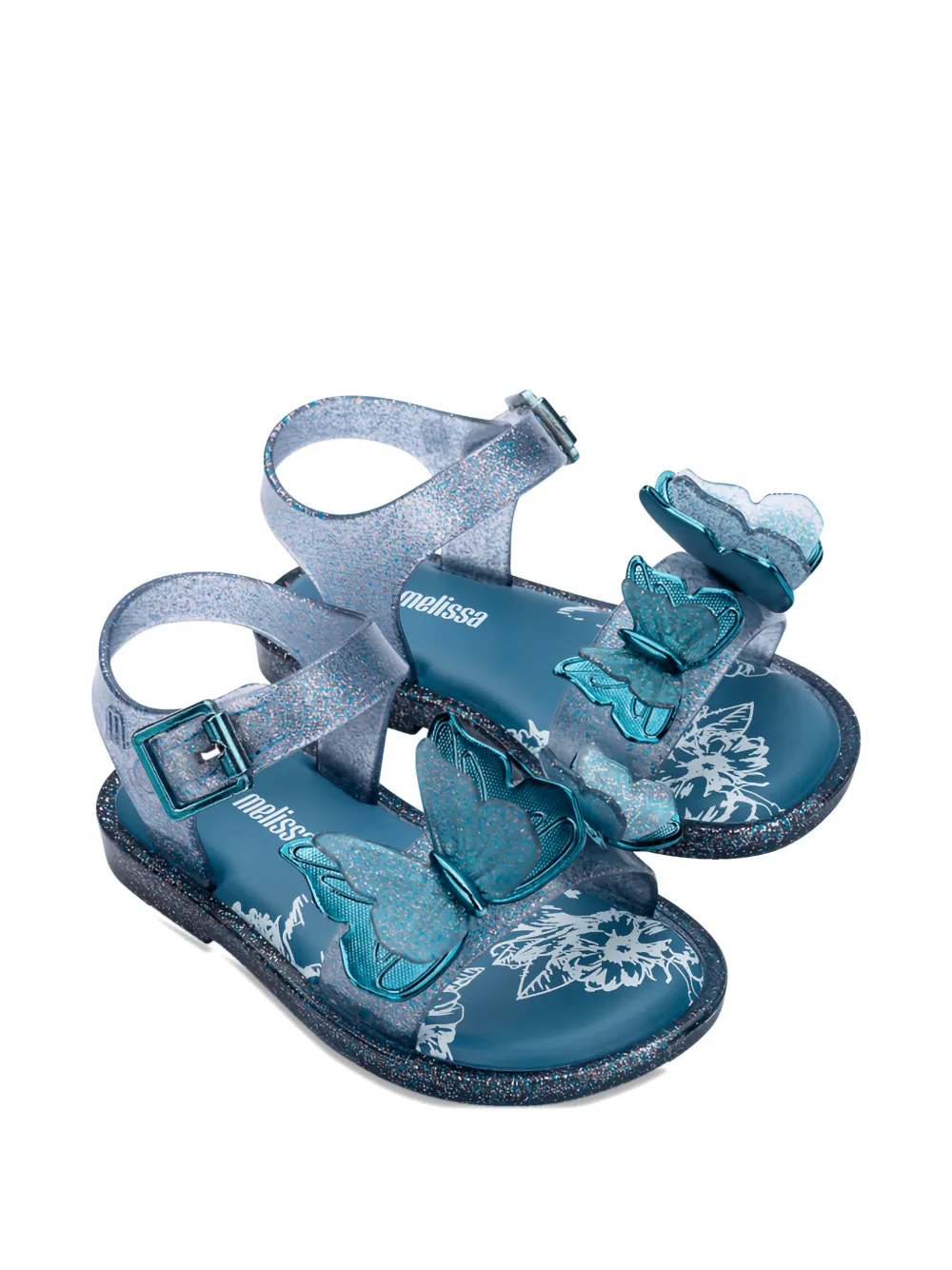Mini Melissa Fly III sandalen met glitter Blauw