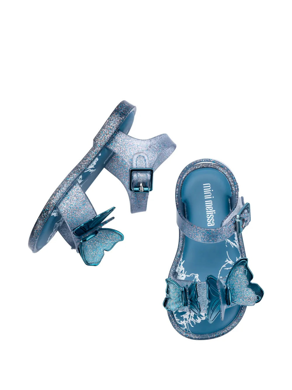 Mini Melissa Fly III sandalen met glitter Blauw