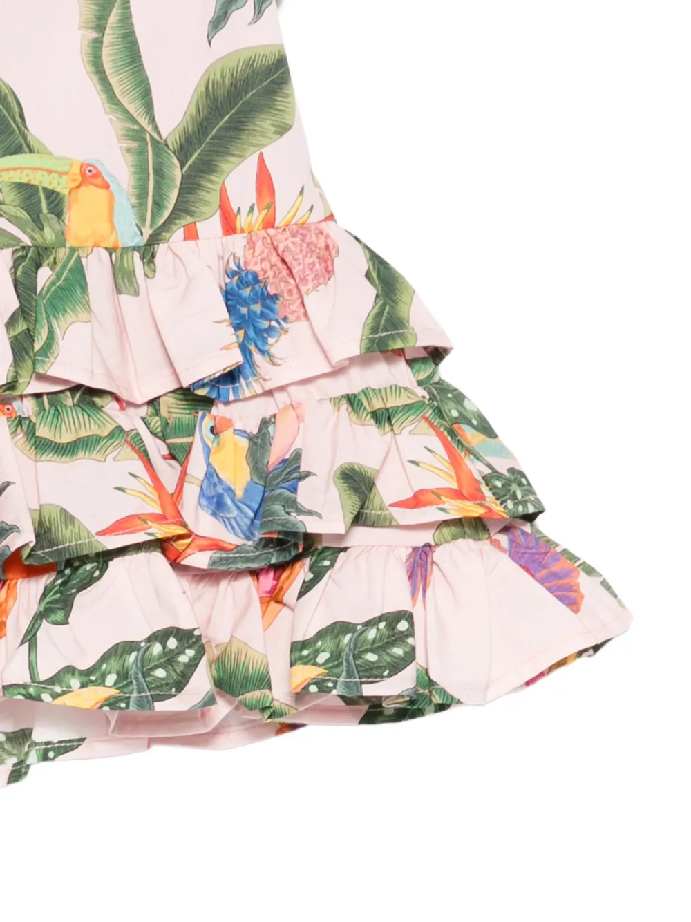Roberto Cavalli Junior Jurk met tropische print en ruches Roze