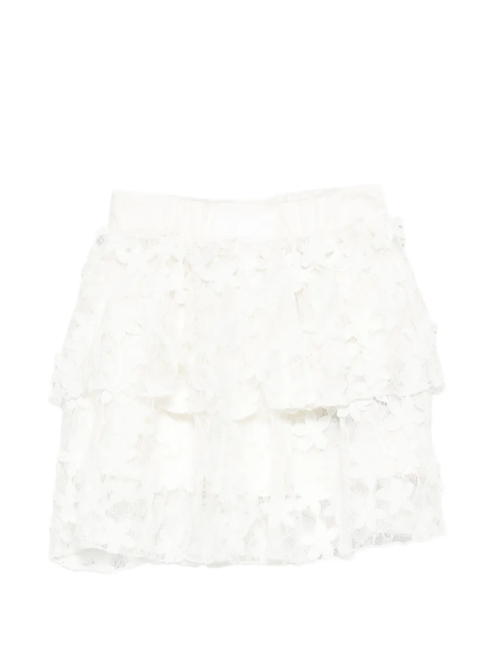 Balmain Kids floral-lace tiered casual skirt - Bianco