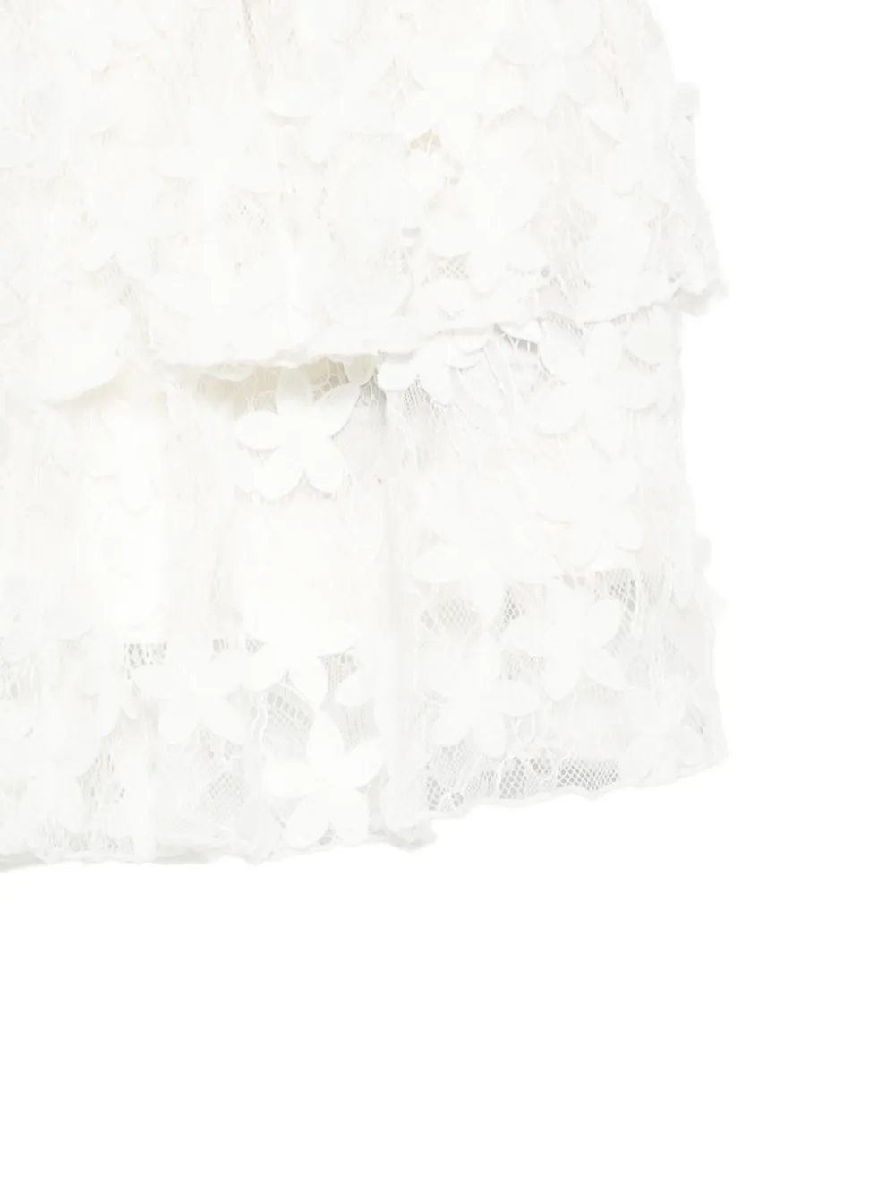 Balmain Kids Gelaagde rok met bloemenkant Wit